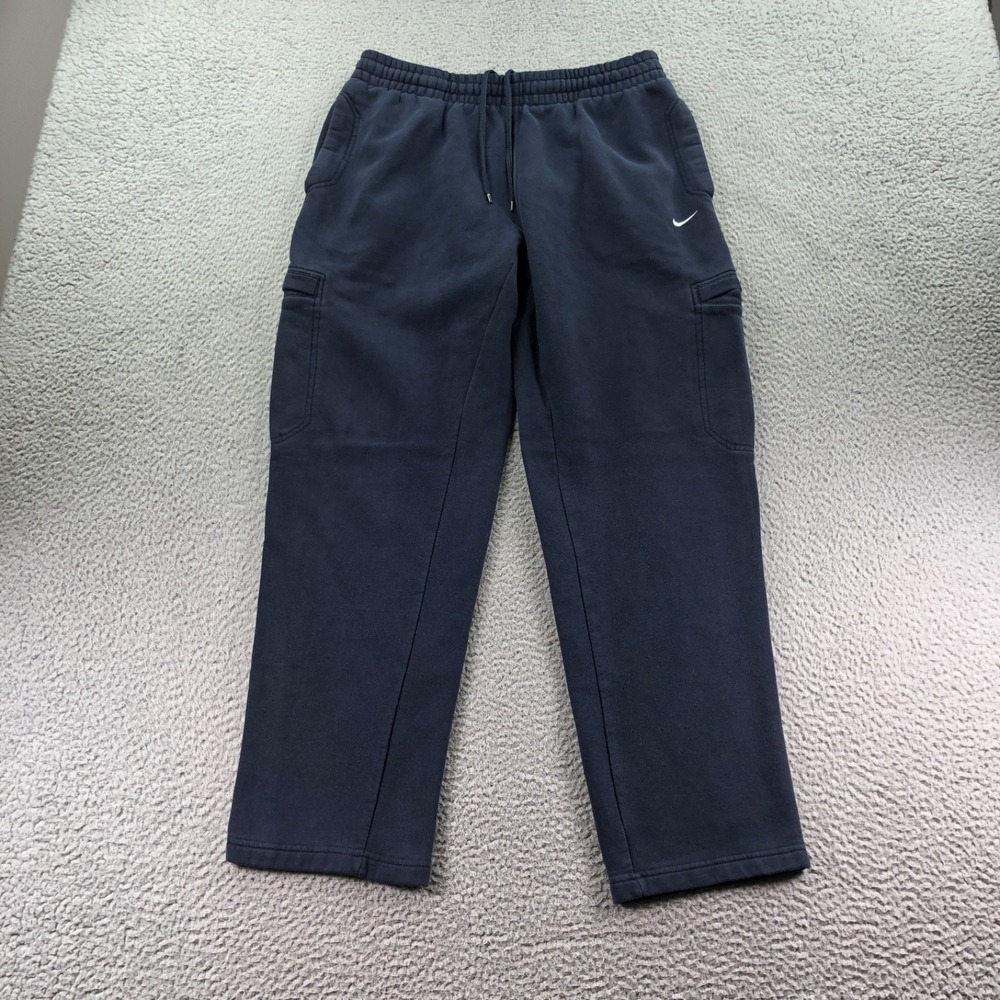 Vintage Nike Pants Mens Medium Blue Cargo Faded Y2K Sweatpants Relaxed Straight